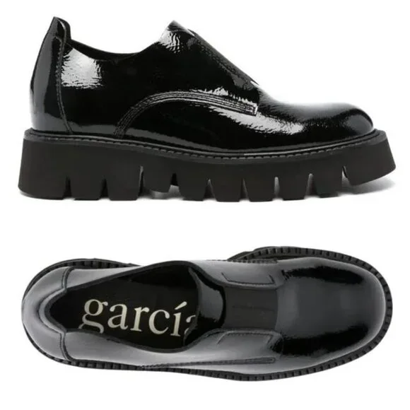 PEDRO GARCIA Silvia Platform Loafers Size 41 11 Black Patent Leather NEW - Picture 5 of 15